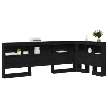 vidaXL Opberghoofdbord met plank Zwart Eiken 75 cm Bewerkt hout afbeelding3 - 1