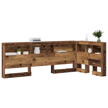 vidaXL Opberghoofdbord Oud hout 90 cm Engineered hout en Melamine afbeelding3 - 1