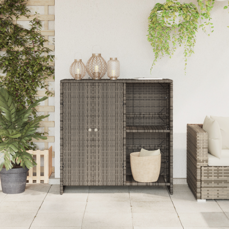 vidaXL Opbergkast 100x36x102 cm rattan grijs afbeelding3 - 1