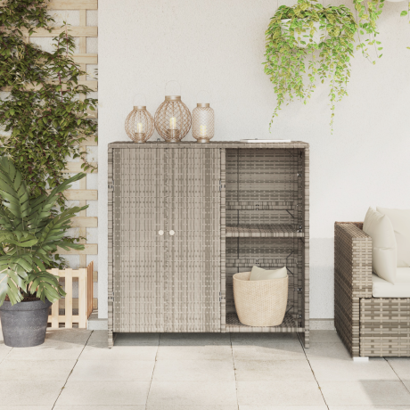 vidaXL Opbergkast met opslag met de deur Lichtgrijs 100 x 36 x 102cm Rattan afbeelding3 - 1