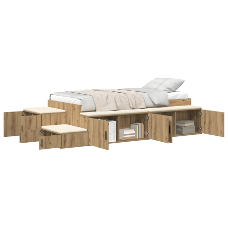 vidaXL Opbergbedframe met opslag Artisan Eiken 75 cm Bewerkt hout afbeelding3 - 1