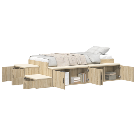 vidaXL Opbergbedframe met opslag Sonoma Eiken 75 cm Bewerkt hout afbeelding3 - 1