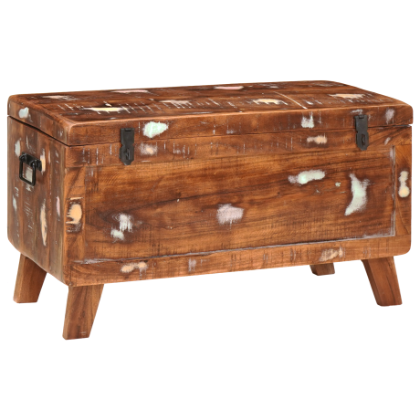 vidaXL Opslagdoos met opslag met slot 70 x 35 x 40 cm massief gerecycled hout afbeelding3 - 1