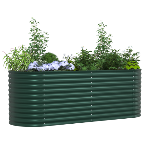 vidaXL Plantenbak verhoogd 240x80x81 cm gegalvaniseerd staal groen afbeelding3 - 1