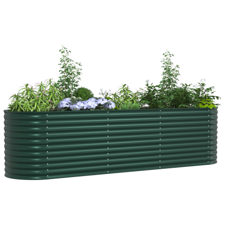 vidaXL Plantenbak verhoogd 320x80x81 cm gegalvaniseerd staal groen afbeelding3 - 1