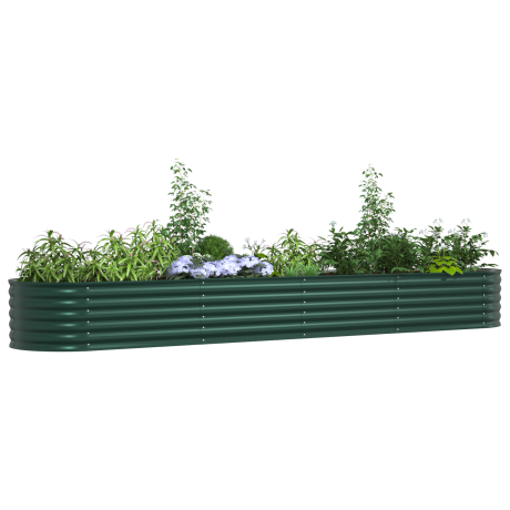 vidaXL Plantenbak verhoogd 400x80x44 cm gegalvaniseerd staal groen afbeelding3 - 1