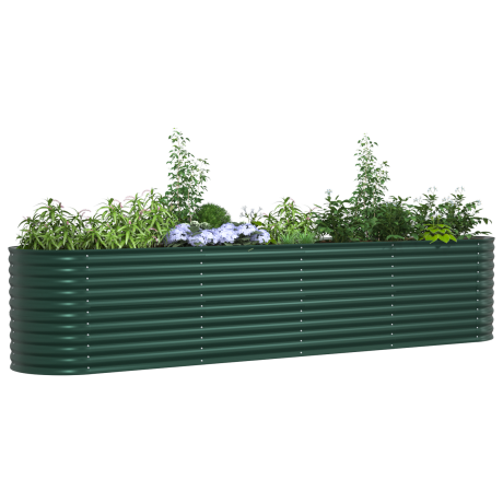 vidaXL Plantenbak verhoogd 400x80x81 cm gegalvaniseerd staal groen afbeelding3 - 1