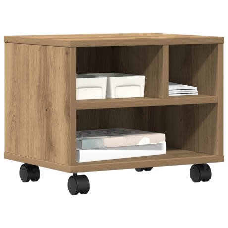 vidaXL Printerstandaard met wielen 41x32x33,5 cm artisanaal eiken afbeelding3 - 1