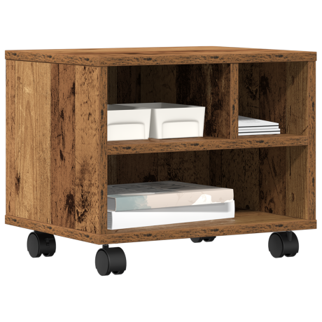 vidaXL Printerstandaard met wielen 41x32x33,5 cm oud houtkleurig afbeelding3 - 1