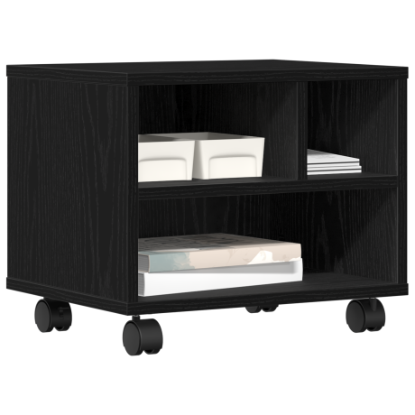 vidaXL Printerstandaard met wielen 41x32x33,5 cm zwart eikenkkeurig afbeelding3 - 1