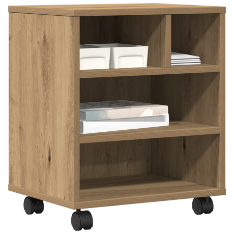 vidaXL Printerstandaard met wielen 41x32x48 cm artisanaal eiken afbeelding3 - 1
