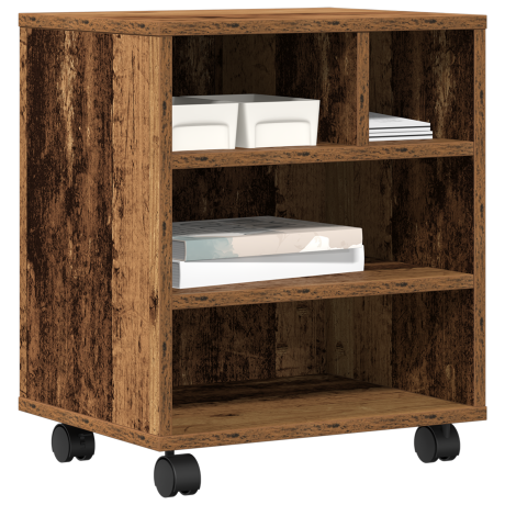 vidaXL Printerstandaard met wielen 41x32x48 cm oud houtkleurig afbeelding3 - 1