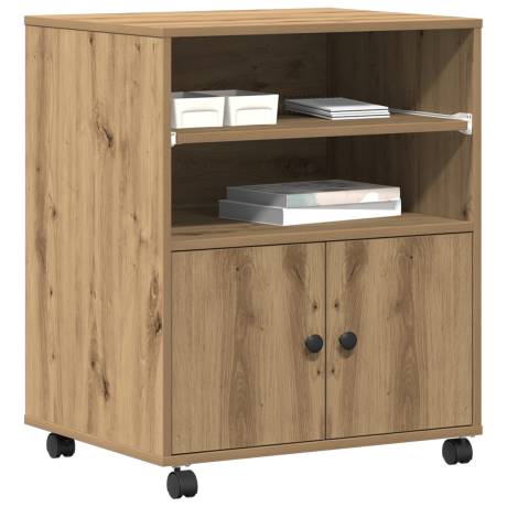 vidaXL Printerstandaard met wielen 60x48x74 cm artisanaal eiken afbeelding3 - 1