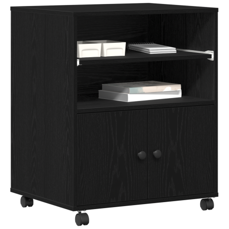 vidaXL Printerstandaard met wielen 60x48x74 cm zwart eikenkleurig afbeelding3 - 1