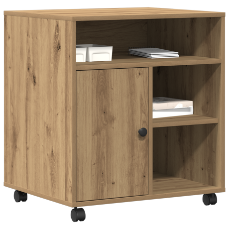 vidaXL Printerstandaard met wielen 60x50x67 cm artisanaal eiken afbeelding3 - 1