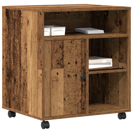 vidaXL Printerstandaard met wielen 60x50x67 cm oud houtkleurig afbeelding3 - 1