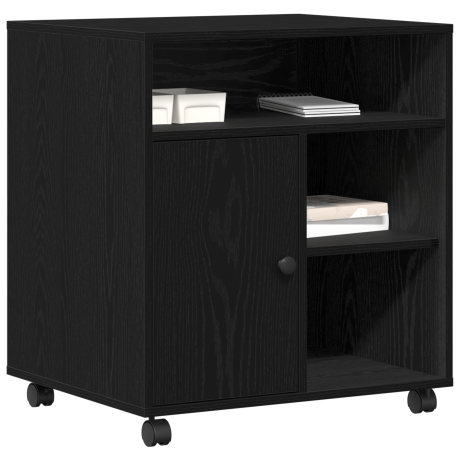 vidaXL Printerstandaard met wielen 60x50x67 cm zwart eikenkleurig afbeelding3 - 1
