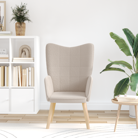 vidaXL Relaxstoel krullende wolachtige stof lichtgrijs afbeelding3 - 1