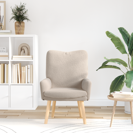 vidaXL Relaxstoel krullende wolachtige stof lichtgrijs afbeelding3 - 1