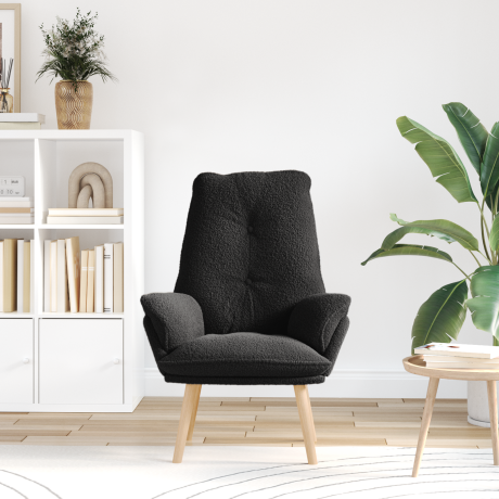 vidaXL Relaxstoel Zwart Krullend Stof afbeelding3 - 1