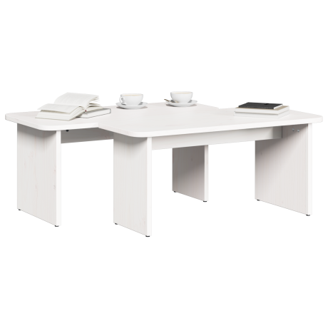 vidaXL Salontafel 2 pcs Wit Massief grenenhout afbeelding3 - 1