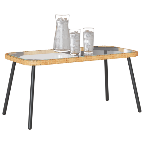 vidaXL Salontafel 90x45x42 cm poly rattan naturel afbeelding3 - 1