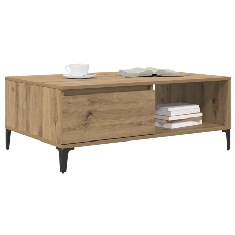 vidaXL Salontafel artisanaal eikenkleurig 90 x 60 x 35 cm Bewerkt hout afbeelding3 - 1