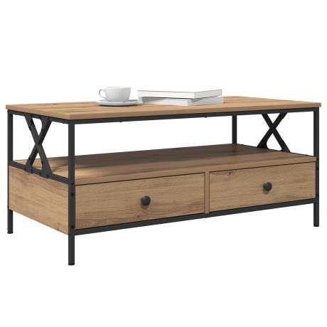 vidaXL Salontafel with Drawer artisanaal eikenkleurig 100 x 51 x 45 cm afbeelding3 - 1