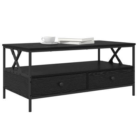 vidaXL Salontafel Zwart eiken 100 x 51 x 45 cm Bewerkt hout afbeelding3 - 1
