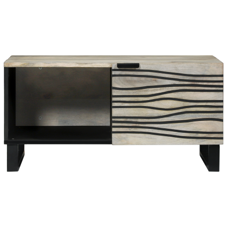 vidaXL Salontafels Wit, Zwart 80 x 50 x 40 cm Massief mango hout afbeelding3 - 1