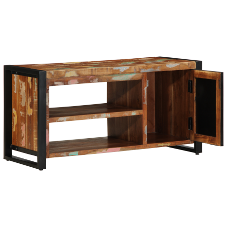 vidaXL Schoenenbank Multikleur 100x40x50 cm Massief Hout Gerecycled afbeelding3 - 1