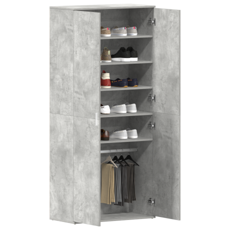 vidaXL Schoenenkast Betongrijs 80x39x180 cm Gelaagd Hout afbeelding3 - 1