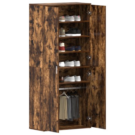 vidaXL Schoenenkast Gerookt eiken 80 x 39 x 178 cm Bewerkt hout afbeelding3 - 1