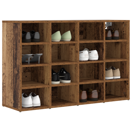 vidaXL Schoenenkast met plank Oudhout 103 x 30 x 67 cm Bewerkt hout afbeelding3 - 1