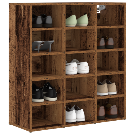 vidaXL Schoenenkast met plank Oudhout 77,5 x 30 x 83,5 cm Bewerkt hout afbeelding3 - 1