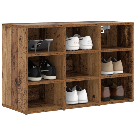 vidaXL Schoenenkast met plank Oudhout 77,5 x 30 x 51 cm Bewerkt hout afbeelding3 - 1