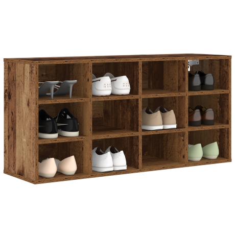 vidaXL Schoenenkast met plank Oudhout 103 x 30 x 51 cm Bewerkt hout afbeelding3 - 1