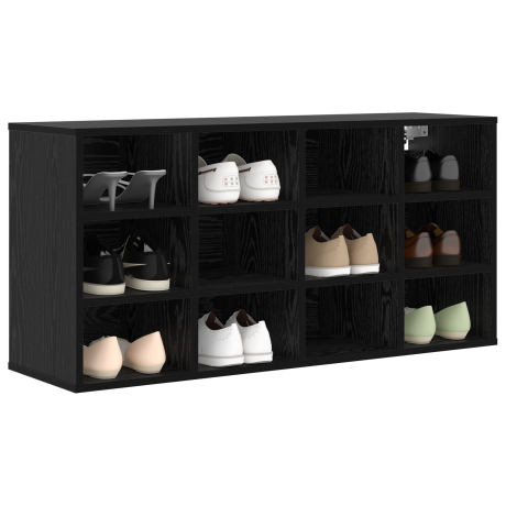 vidaXL Schoenenkast Zwart Eiken 103 x 30 x 51 cm Bewerkt hout afbeelding3 - 1