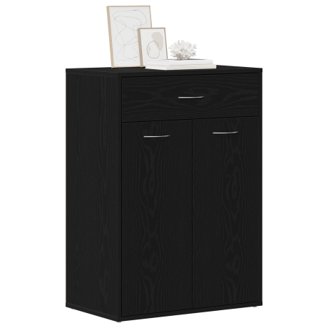 vidaXL Schoenenrek met lade Zwart Eiken 60 x 35 x 84 cm Bewerkt hout afbeelding3 - 1
