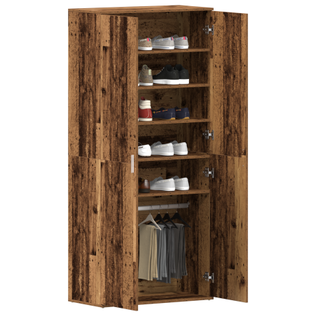 vidaXL Schoenenkast met plank Oudhout 80 x 39 x 178 cm Bewerkt hout afbeelding3 - 1