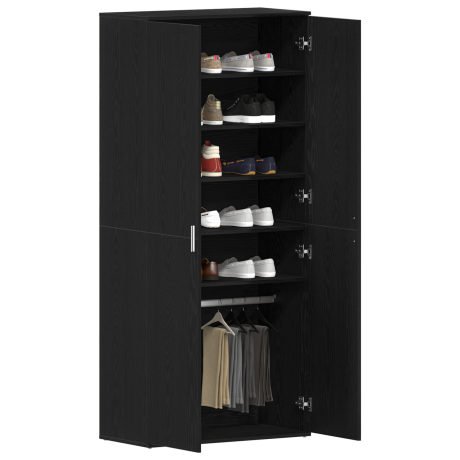 vidaXL Schoenenkast Zwart Eiken 80 x 39 x 178 cm Bewerkt hout afbeelding3 - 1