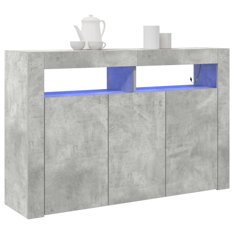 vidaXL Sideboard met LED Verlichting Betonnen Grijs 116x30x75 cm afbeelding3 - 1