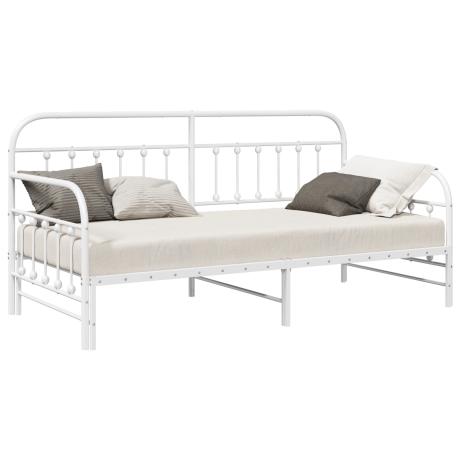 vidaXL Slaapbank met uitschuifbed 100x190 cm staal wit afbeelding3 - 1