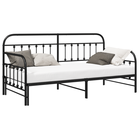 vidaXL Slaapbank met uitschuifbed 100x190 cm staal zwart afbeelding3 - 1