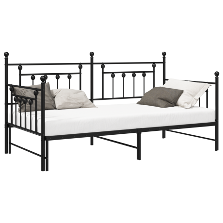 vidaXL Slaapbank met uitschuifbed 107x203 cm staal zwart afbeelding3 - 1