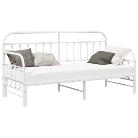 vidaXL Slaapbank met uitschuifbed 75x190 cm staal wit afbeelding3 - 1