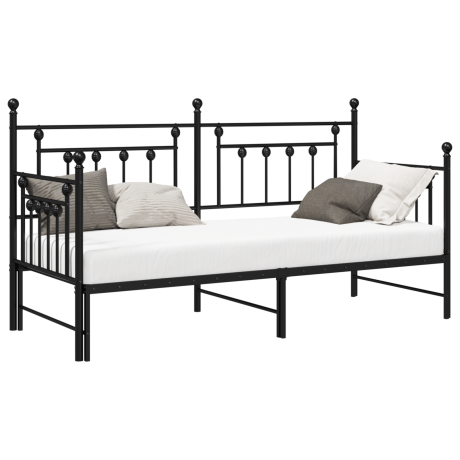 vidaXL Slaapbank met uitschuifbed 75x190 cm staal zwart afbeelding3 - 1