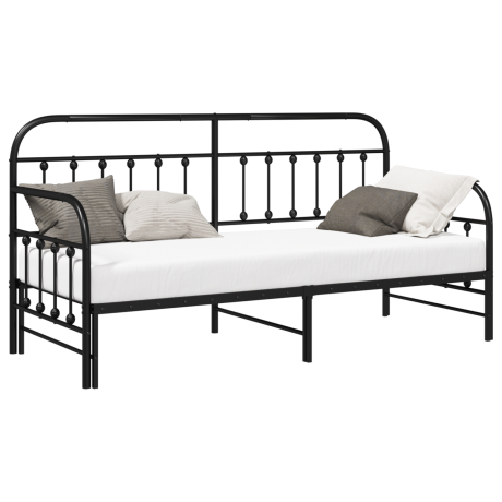 vidaXL Slaapbank met uitschuifbed 75x190 cm staal zwart afbeelding3 - 1