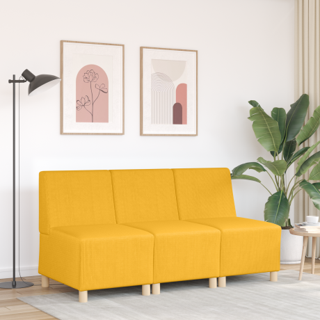 vidaXL Sofa Stoel Lichtgeel 55 x 74 x 82 cm Katoenen stof afbeelding3 - 1