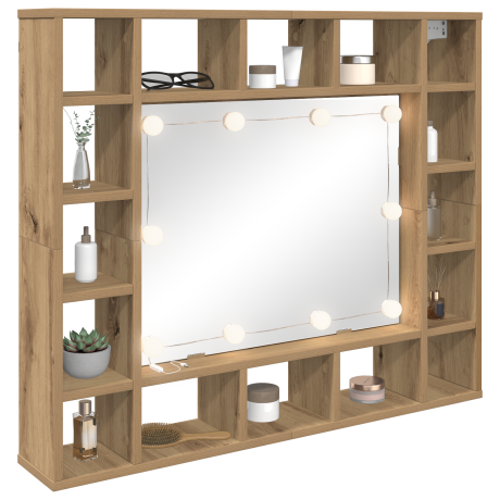vidaXL Spiegelkast Artisan Eiken 91 x 15 x 76,5 cm Bewerkt hout afbeelding3 - 1